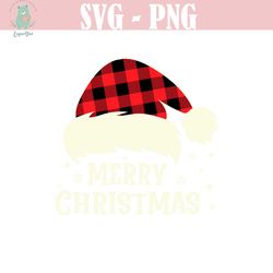 merry christmas svg, merry christmas santa hat buffalo plaid svg, christmas quote svg, santa hat buffalo plaid svg