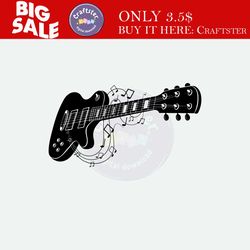 electric guitar svg/ guitar notes dxf/ guitar clipart/ svg files, printing design, cutting, guitar silhouette, guitar, r