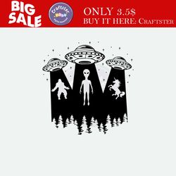 bigfoot and alien under the moon svg | unicorn svg | bigfoot svg | alien svg | ufo svg | yeti svg | sasquatch svg | myth