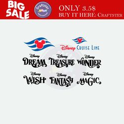 mouse cruise ship names logo bundle - treasure fantasy dream wish wonder magic | svg clipart digital download cricut cut