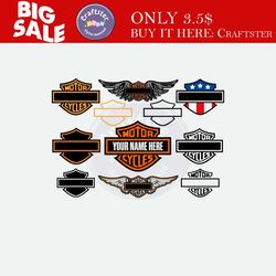 custom biker bar & shield, blank hd outline styled text and name svg, personalized motorcycle warped words, customize di