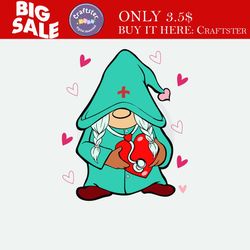 valentine gnomes nurse svg, valentine nurse svg, gnomes nurse svg, valentine gnomes svg, valentines day svg