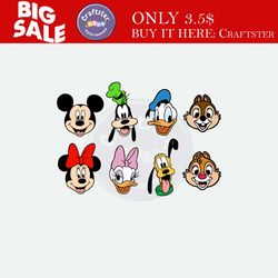 mickey & friends minnie daisy donald goofy pluto chip dale layered color bundle | svg clipart download sublimation cut f