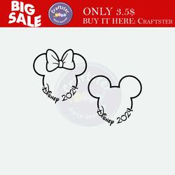 2024, mickey minnie mouse, ears bow, outline, travel, trip, vacation, svg png dxf formats, cut, cricut, silhouette, inst