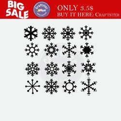 16 snowflake svg, snowflake bundle flake winter silhouette christmas, snowflake clipart snowflakes frames winter svg, cu