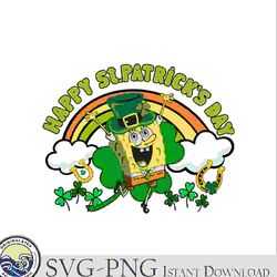 happy st patricks day rainbow spongebob png