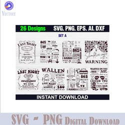 26 wallen svg bundle, wallen clipart, retro wallen png