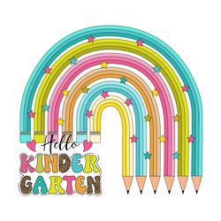 hello kindergarten rainbow crayons svg