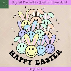 happy easter retro bunny smiley face png