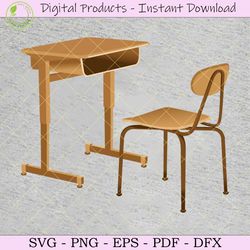 wooden school desk and chair vector file