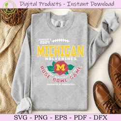 retro michigan wolverines 2024 playoff rose bowl game svg