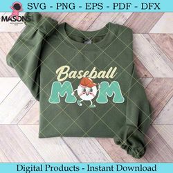 baseball mom retro baseball cartoon