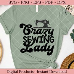 crazy sewing lady  sewing svg