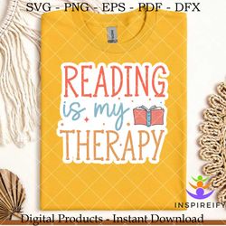 reading is my therapy book lover sticker