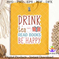 drink tea read books be happy  sticker