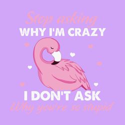 funny flamingo stop asking why i'm crazy