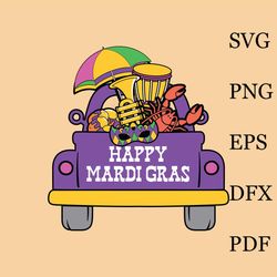 happy mardi gras mask crawfish car svg
