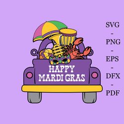 happy mardi gras mask crawfish car svg