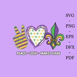 peace love mardi gras svg