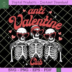 anti valentine club skeletons svg