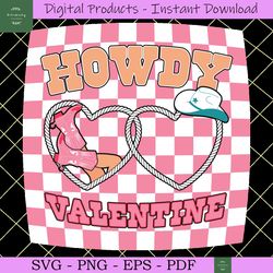 howdy valentine retro plaid svg