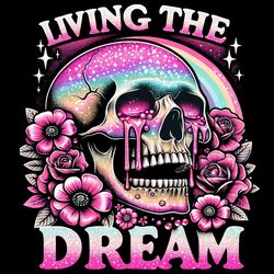 living the dream png, pink skeleton png,