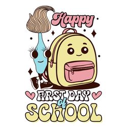 groovy happy first day of school png digital download files