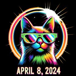 april 8 2024 solar eclipse neon rainbow digital download files