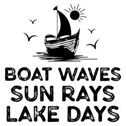 boat waves sun rays lake days svg digital download files