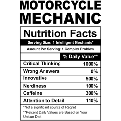 funny motorcycle mechanic nutrition fact