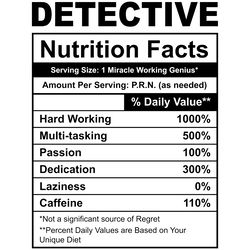 detective nutrition facts svg t-shirt digital download files