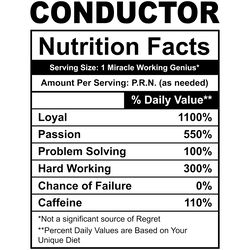 funny conductor nutrition facts svg digital download files