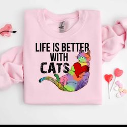life is better with cats colorful cat