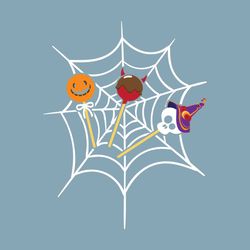 halloween candies on spider net