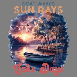 boat waves sun rays lake days png digital download files