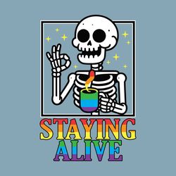 lgbt pride skeleton staying alive svg