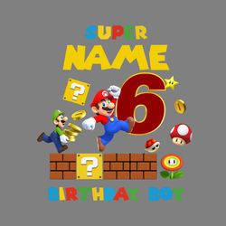 personalized mario birthday boy png, birthday party family png, family matching png