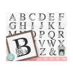 floral monogram alphabet svg digital download files