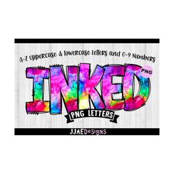 rainbow ink watercolor png letters digital download files