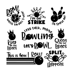 less talk more bowling im on strike svg bundle