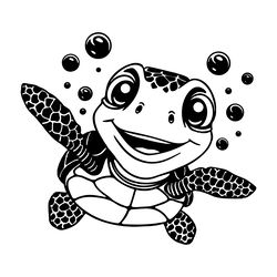 cute turtle svg swimming water summer island diving sea ocean waves cartoon file cut cricu