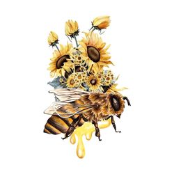 sunflower png,bee png,bee sunflower png