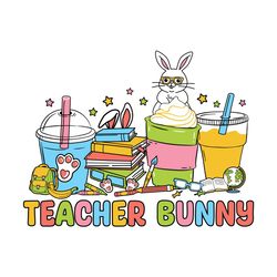 easter teacher bunny floral svg