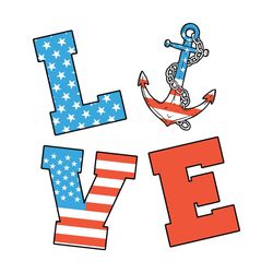 love anchor american flag svg