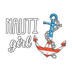 nauti girl anchor america svg