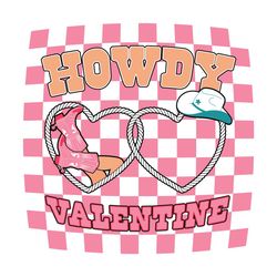 howdy valentine retro plaid svg