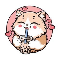 cat boba tea valentine svg