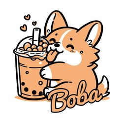 cute corgi boba svg boba lover