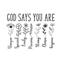 god says you are svg flower quote svg