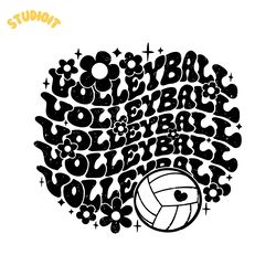 groovy volleyball svg png sublimation digital download files